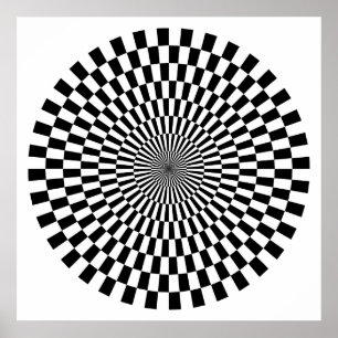 Op Art Wheel - zwart en wit Poster