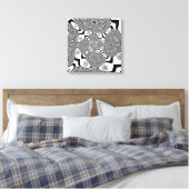 Op art zwart-wit werveling canvas afdruk (Insitu (Slaapkamer))
