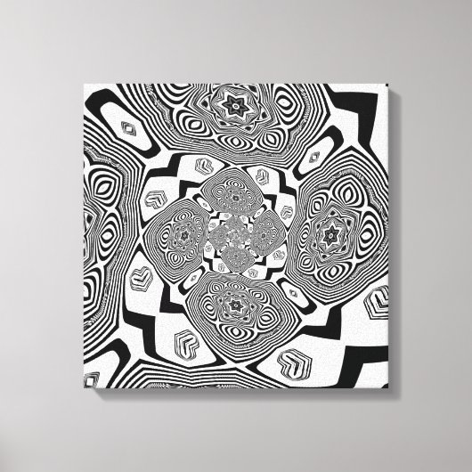 Op art zwart-wit werveling canvas afdruk (Voorkant)