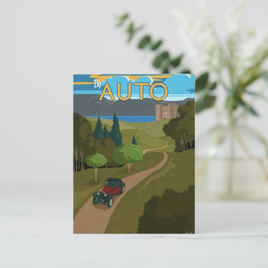 Op auto briefkaart (Staand voorkant)