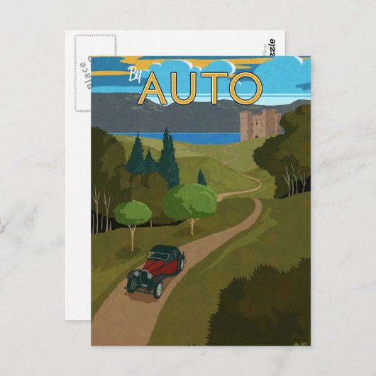 Op auto briefkaart (Voorkant / Achterkant)