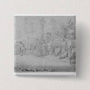 Op Bloomsbury Square tijdens de hittegolf, 1828 Vierkante Button 5,1 Cm