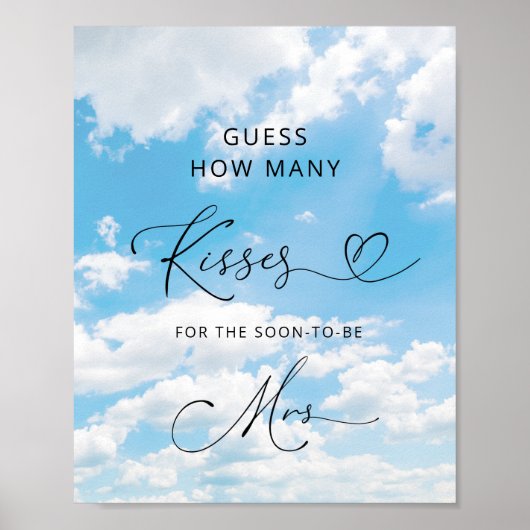 Op Cloud Nine 9 Hoeveel Kisses Vrijgezellenfeest s Poster (Voorkant)