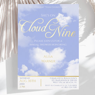 Op Cloud Nine Elegante Hart Blauwe Lucht Bruiloft Folie Uitnodiging