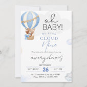Op Cloud Nine Modern Blue Baby Shower Kaart (Voorkant)