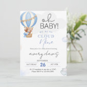 Op Cloud Nine Modern Blue Baby Shower Kaart (Staand voorkant)