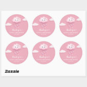 Op Cloud Nine Modern Roze Meisje Baby shower Ronde Sticker (Vel)