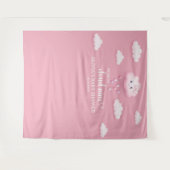 Op Cloud Nine Modern Roze Meisje Baby shower Wandkleed (Voorkant (horizontaal))