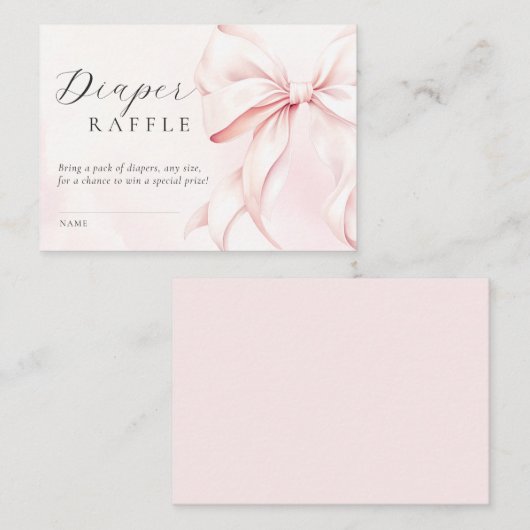 Op Cloud Nine Roze Bow Baby shower Luier Raffle Informatiekaartje (Voorkant / Achterkant)