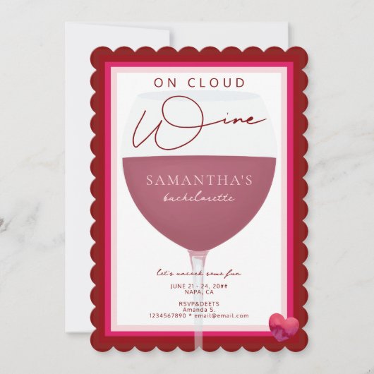 Op Cloud Wijnmakerij Thema Napa Bachelorette Party Kaart (Voorkant)