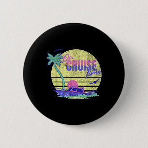 Op Cruise Tijd Kokosnoot Boom Vakantie Zonsonderga Ronde Button 5,7 Cm
