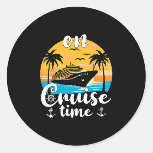 Op Cruise Tijd Strand Zomer Vakantie Matching Fami Ronde Sticker