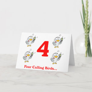 Op de 4e kerstdag vier roepende vogels feestdagen kaart