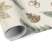 op de bosbodem rustic pinecones evergreen cadeaupapier (Rol Hoek)