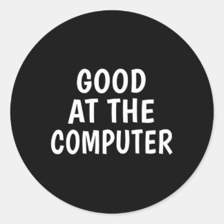 Op de computer ronde sticker