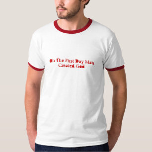 Op de eerste dag Creëer het Man God T-shirt
