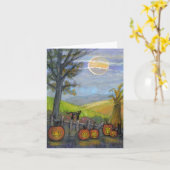 Op de Fence Post met Kat Note Card Kaart (Gele Bloem)