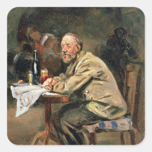 Op de fles vierkante sticker