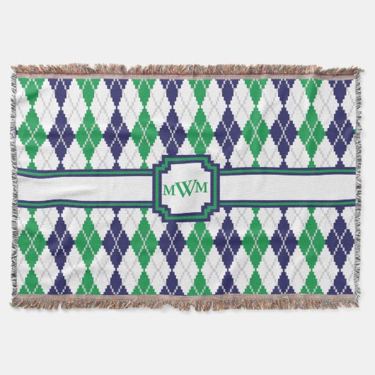 Op de Green Argyle Gooi Deken (Voorkant)