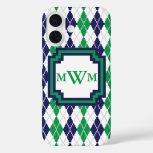 Op de Green Argyle Hoesje-Mate telefoonhoes iPhone 16 Hoesje