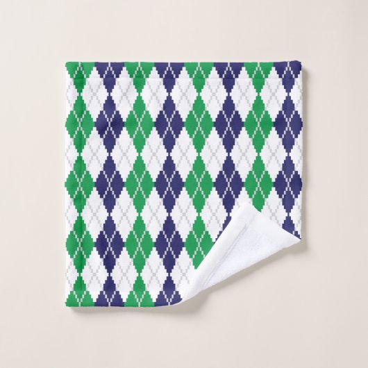 Op de Green Argyle Towel Set Bad Handdoek (Wasdoekje)