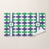 Op de Green Argyle Towel Set Bad Handdoek (Handdoek)