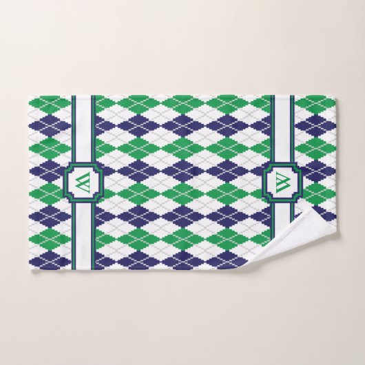 Op de Green Argyle Towel Set Bad Handdoek (Handdoek)