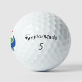 Op de groene aangepaste golfballen (Logo)