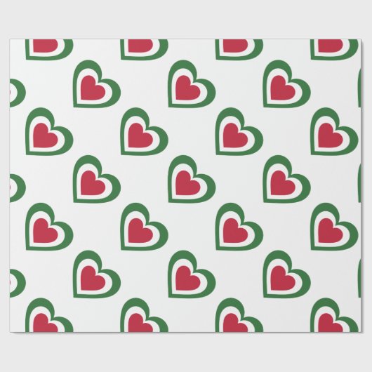 Op de Italiaanse vlag geïnspireerde harten Cadeaupapier (Vlak)
