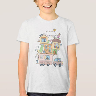 Op de kampeeraanhangwagen van de wegfamilie Tri-Blend shirt