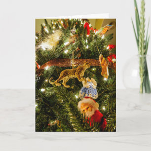 Op de kerstboom kijken feestdagen kaart