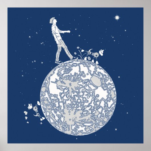 Op de maan lopen poster (Voorkant)