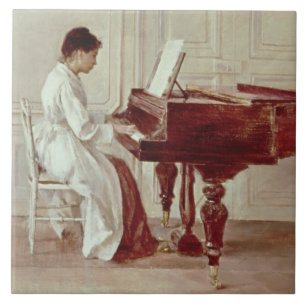 Op de Piano, 1887 (olie op doek) Tegeltje