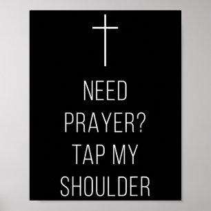 Op de rug staat 'Bid, tik op mijn schouder' Christ Poster