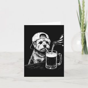 Op de rug Yorkie drinkende bier Funny Dog Meme Ret Kaart