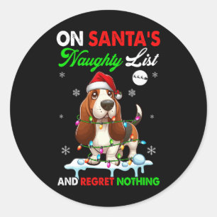 Op de Santa's Santa's Naughty List Spijt Niets Bet Ronde Sticker