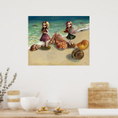 Op de Seaside strand oceanische fee Art Print (Keuken)