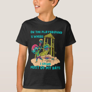 Op de speeltuin Halloween zombie kostuum T-shirt