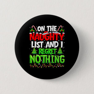 Op De Stoute Lijst En Berouw Niks Pjs Kerstmis Ronde Button 5,7 Cm