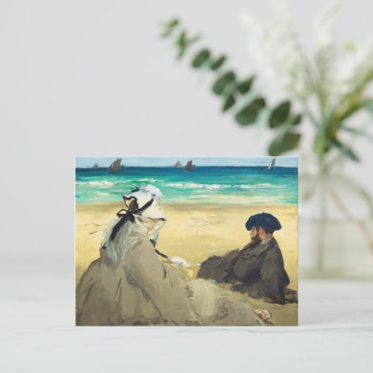 Op de strand van Edouard Manet (1873) Briefkaart (Staand voorkant)