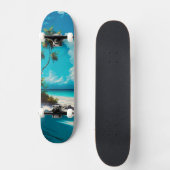 Op de strand - Wit zand en Blauwe hemel Skateboard (Voorkant)
