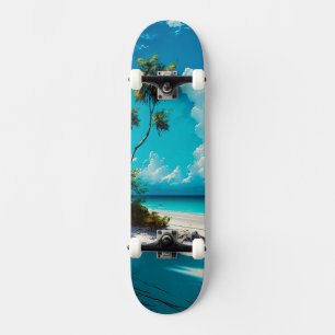 Op de strand - Wit zand en Blauwe hemel Skateboard