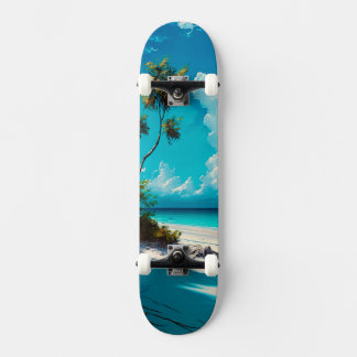 Op de strand - Wit zand en Blauwe hemel Skateboard