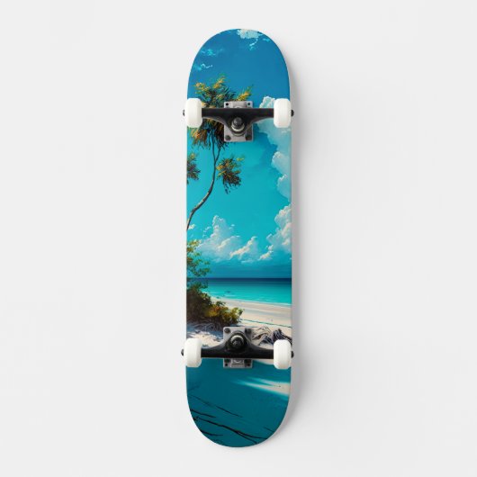 Op de strand - Wit zand en Blauwe hemel Skateboard (Voorkant)