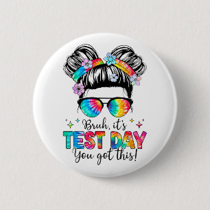 Op de testdag kreeg je deze testdag lerarenbende ronde button 5,7 cm