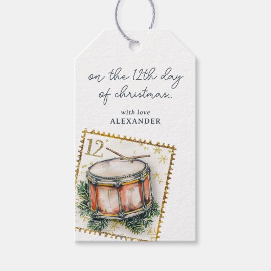 Op de twaalfde dag van Kerstmis Cadeaulabel (Voorkant)