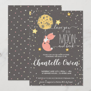 Op de uitnodiging voor het Baby shower van Moon