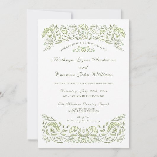 Op de uitnodiging voor het Prairie Wedding (Voorkant)