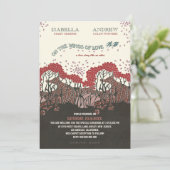 Op de vleugels van de liefdesbruiloft-uitnodiging kaart (Staand voorkant)
