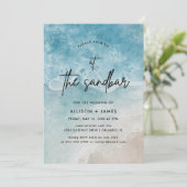 Op de Waterverf van de Sandbar Beach bruiloft Kaart (Staand voorkant)